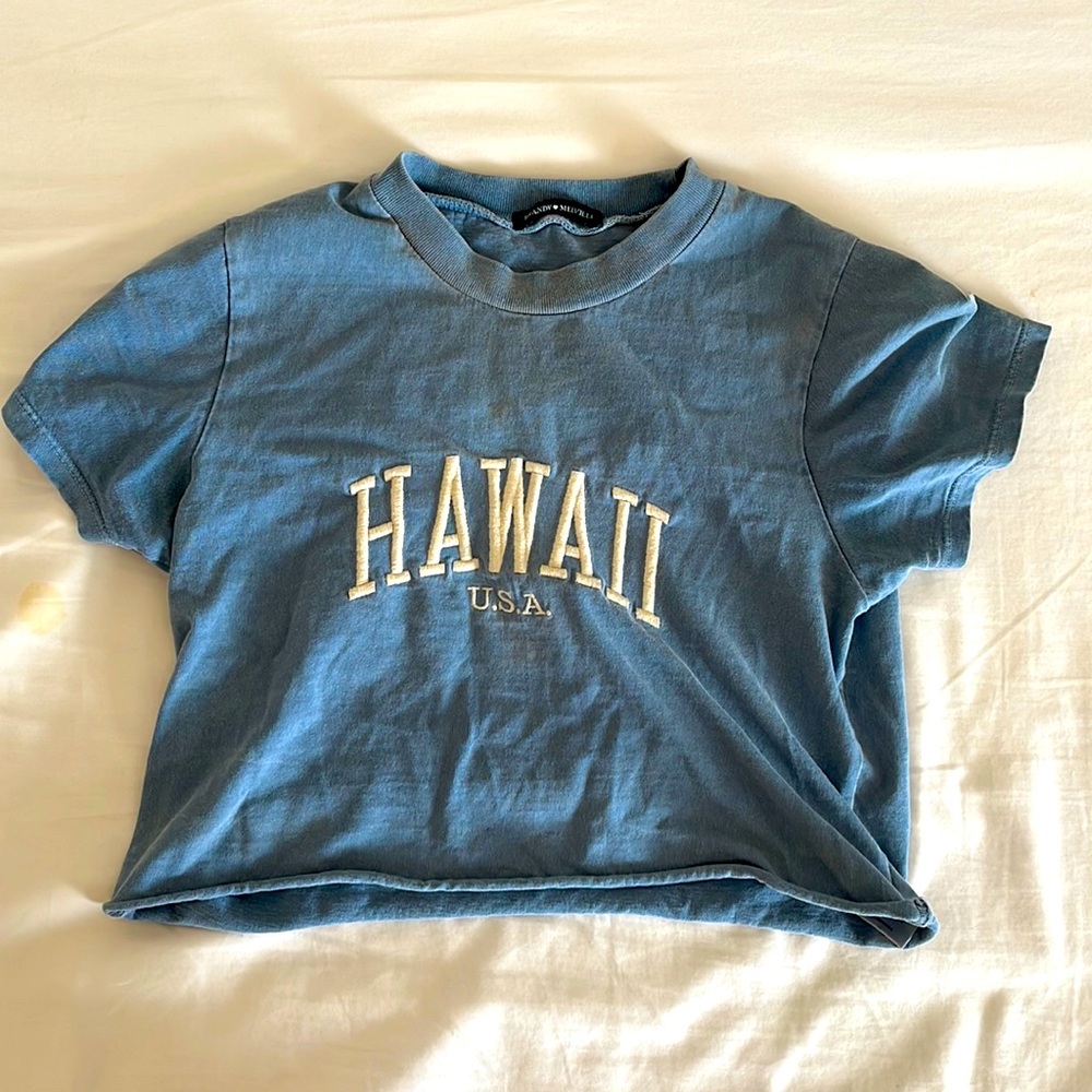 Blue Cropped Tee. Size XS-S.